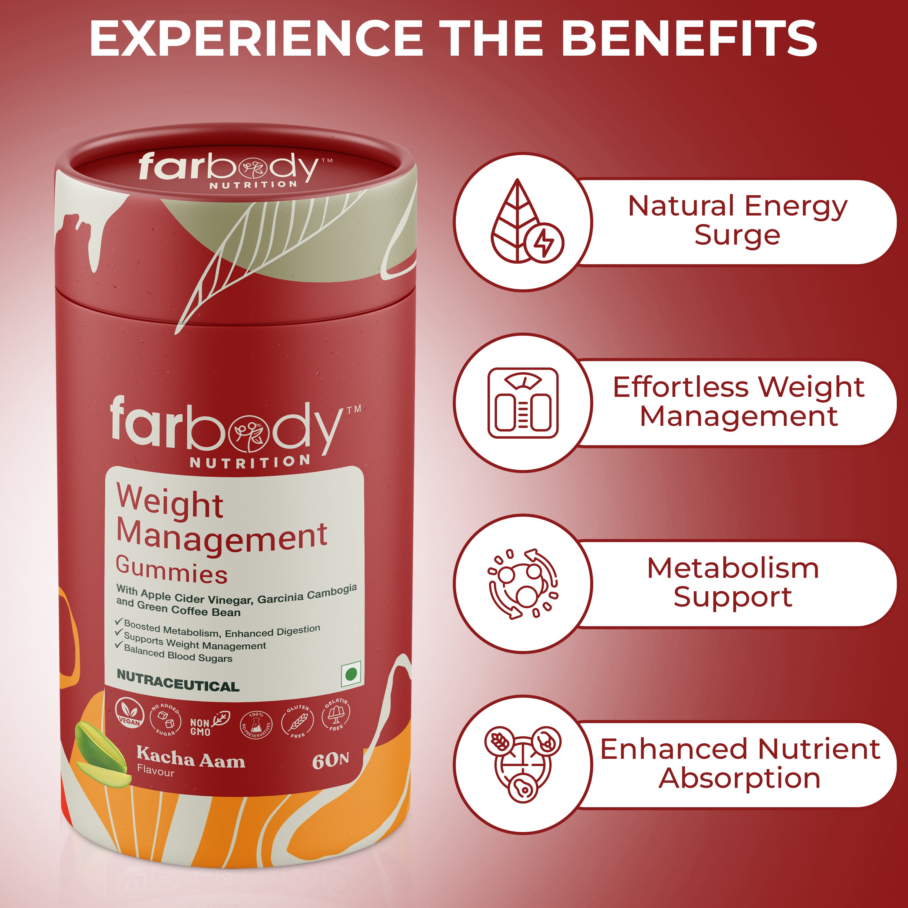 Weight Management Gummies- Kacha Aam Flavour - Farbody