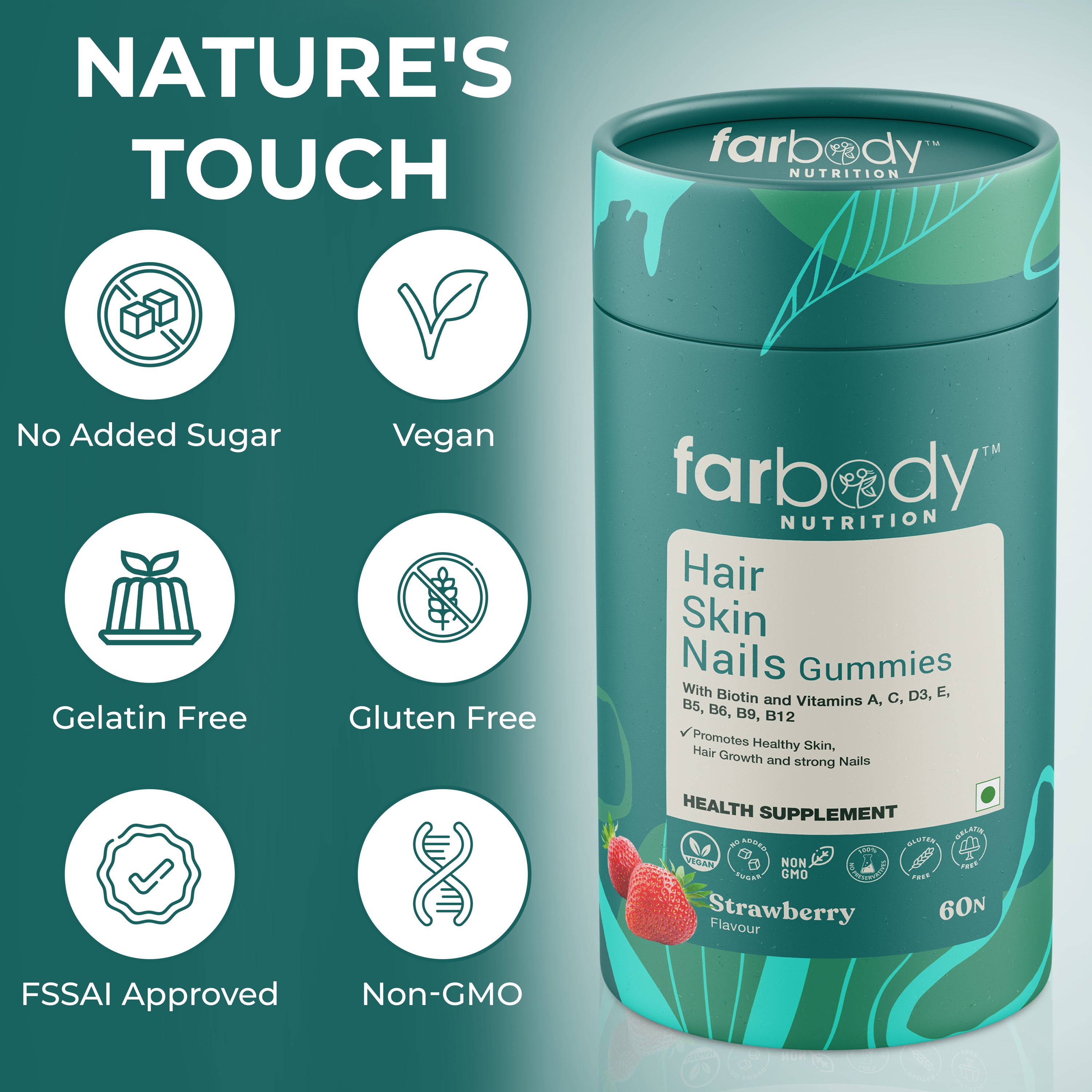 Hair Skin Nails Gummies with Biotin - Farbody