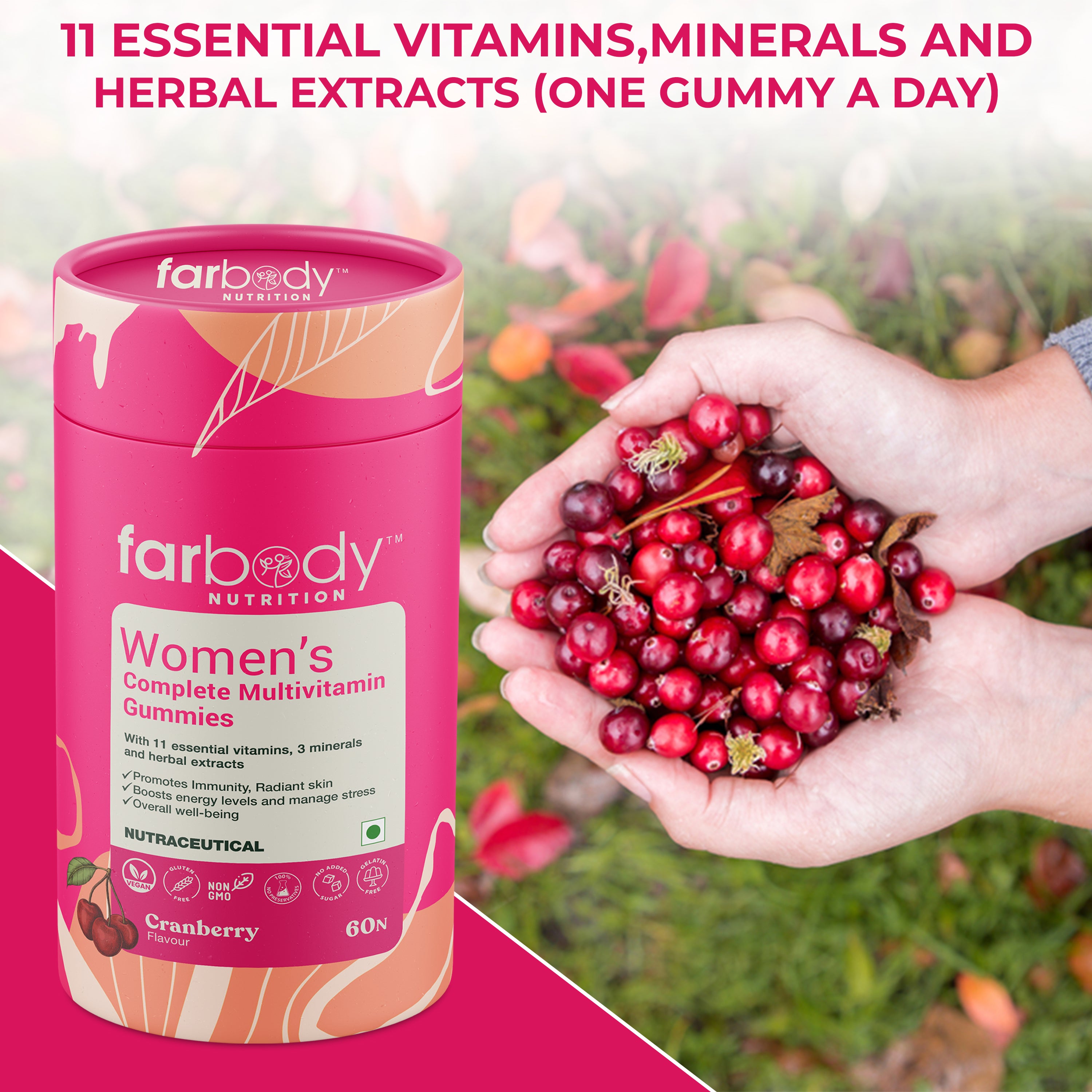 Women’s Complete Multivitamin Gummies- Cranberry Flavour - Farbody